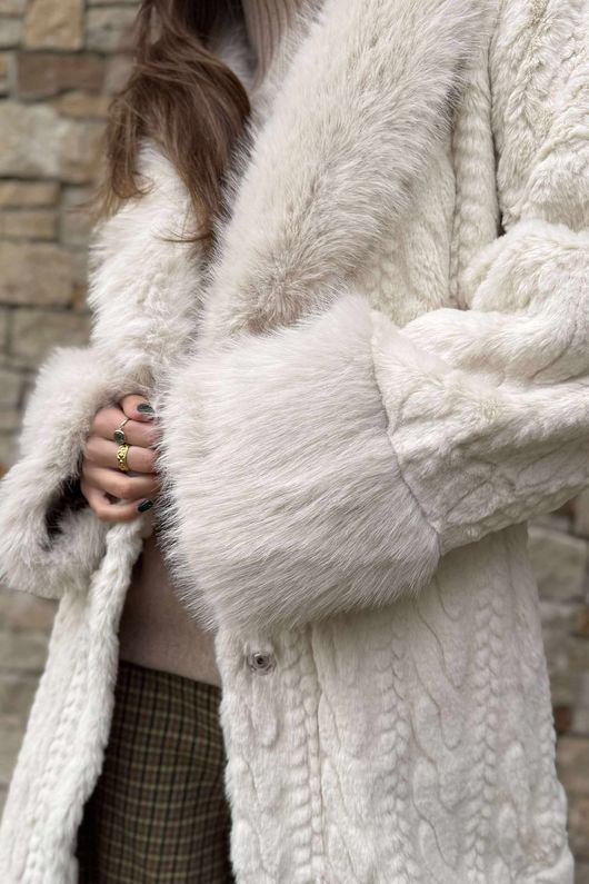 Verbier Premium Faux Fur Coat Stone
